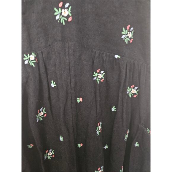 Vintage y2k Babydoll Embroidered Black Floral Dress Urban Outfitters Sz M Halter - Picture 2 of 9